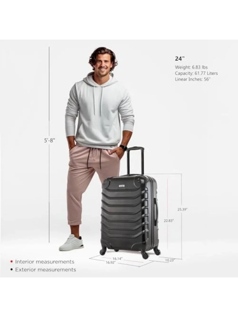 Durable Lightweight 24-Inch Hardside Spinner Luggage | Spacious Travel Suitcase